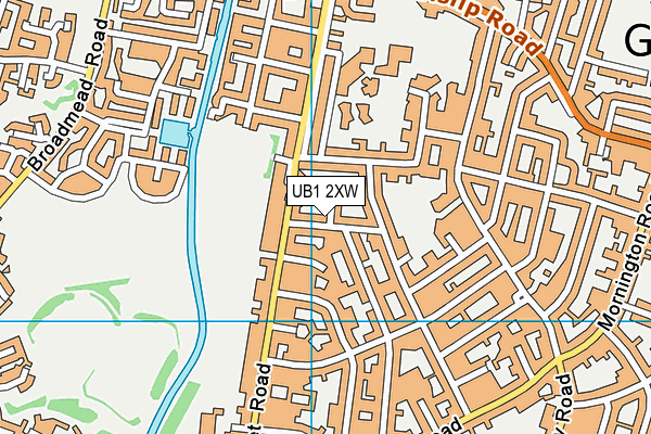 UB1 2XW map - OS VectorMap District (Ordnance Survey)