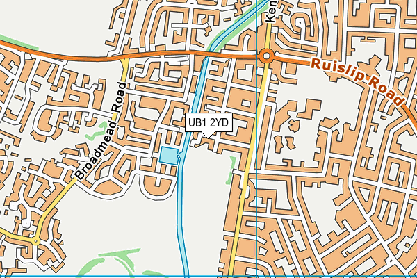 UB1 2YD map - OS VectorMap District (Ordnance Survey)