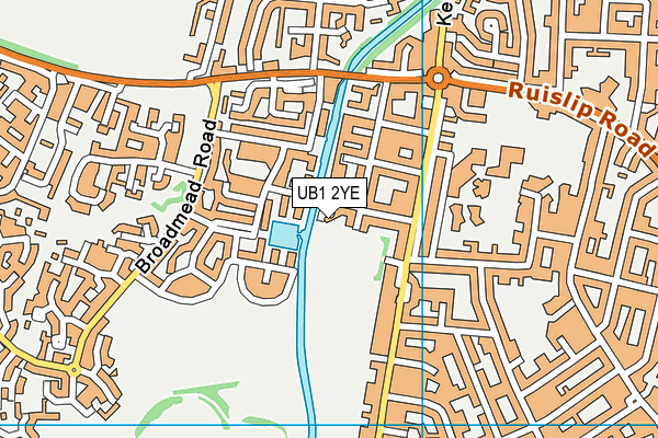 UB1 2YE map - OS VectorMap District (Ordnance Survey)