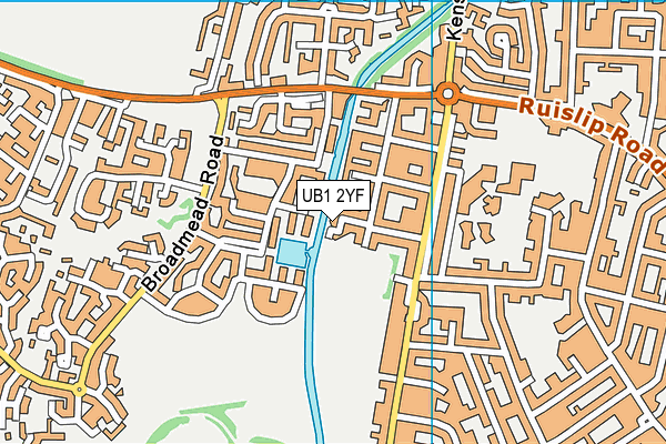 UB1 2YF map - OS VectorMap District (Ordnance Survey)
