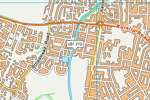 UB1 2YG map - OS VectorMap District (Ordnance Survey)