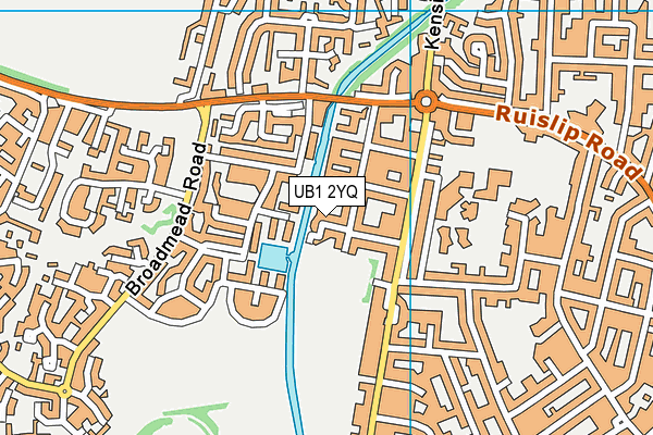 UB1 2YQ map - OS VectorMap District (Ordnance Survey)
