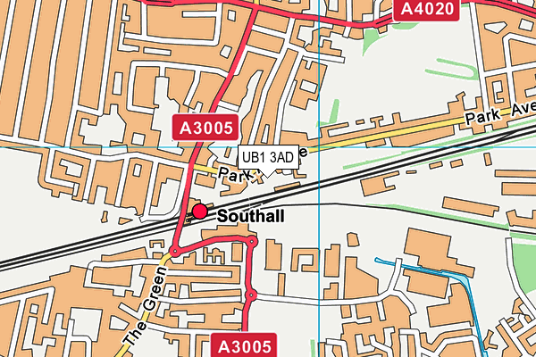 UB1 3AD map - OS VectorMap District (Ordnance Survey)