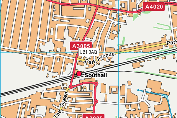 UB1 3AQ map - OS VectorMap District (Ordnance Survey)