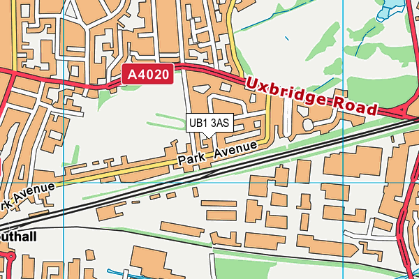 UB1 3AS map - OS VectorMap District (Ordnance Survey)