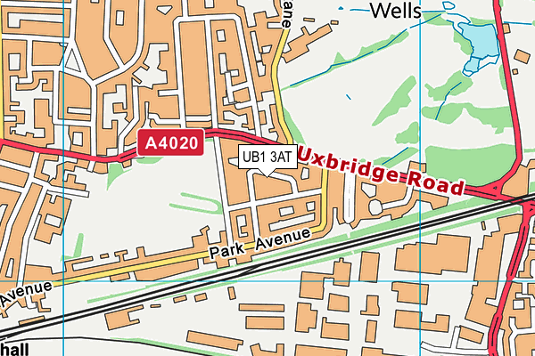 UB1 3AT map - OS VectorMap District (Ordnance Survey)