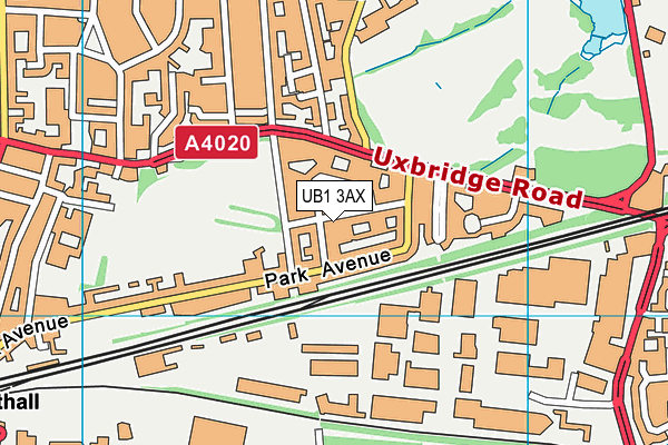 UB1 3AX map - OS VectorMap District (Ordnance Survey)