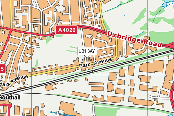 UB1 3AY map - OS VectorMap District (Ordnance Survey)