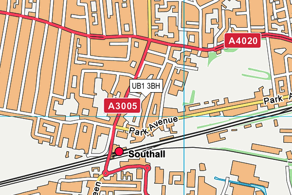 UB1 3BH map - OS VectorMap District (Ordnance Survey)