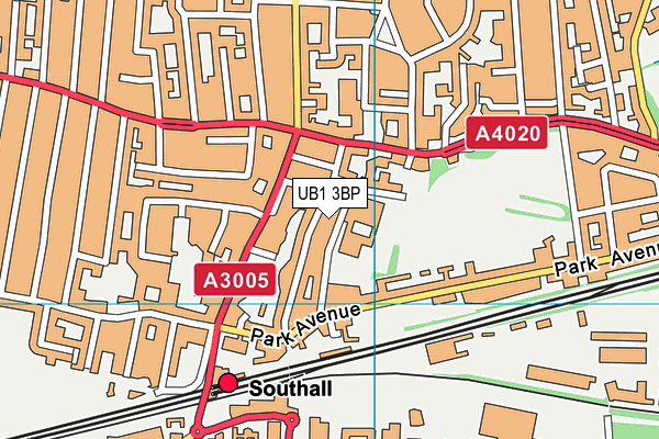 UB1 3BP map - OS VectorMap District (Ordnance Survey)