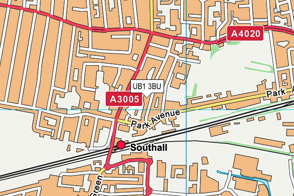 UB1 3BU map - OS VectorMap District (Ordnance Survey)