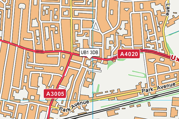 UB1 3DB map - OS VectorMap District (Ordnance Survey)