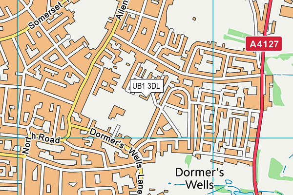 UB1 3DL map - OS VectorMap District (Ordnance Survey)