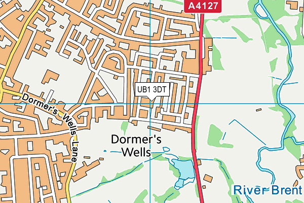 UB1 3DT map - OS VectorMap District (Ordnance Survey)