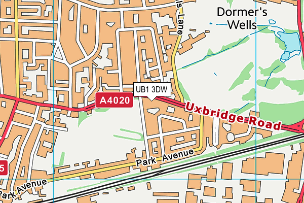 UB1 3DW map - OS VectorMap District (Ordnance Survey)