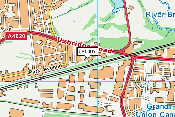 UB1 3DY map - OS VectorMap District (Ordnance Survey)