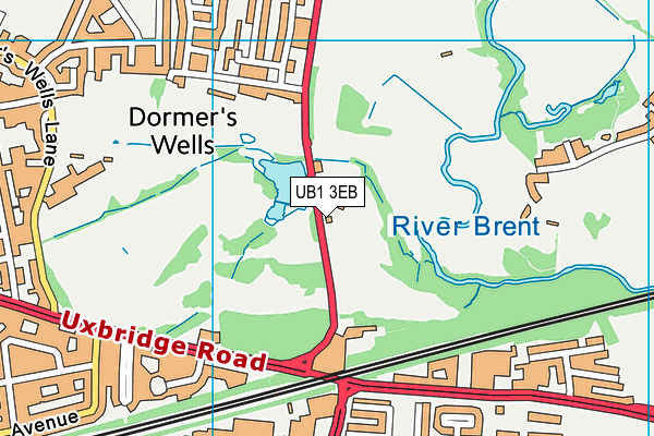 UB1 3EB map - OS VectorMap District (Ordnance Survey)