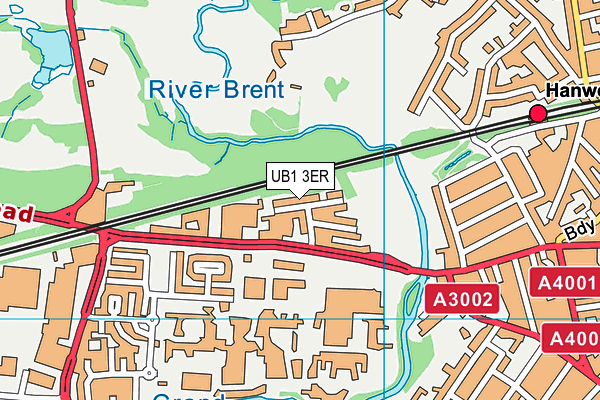 UB1 3ER map - OS VectorMap District (Ordnance Survey)