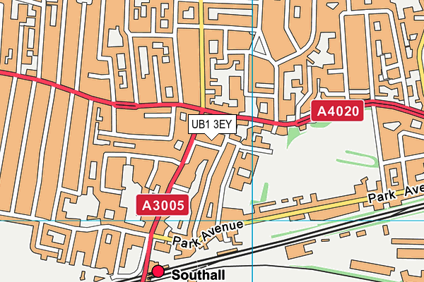 UB1 3EY map - OS VectorMap District (Ordnance Survey)