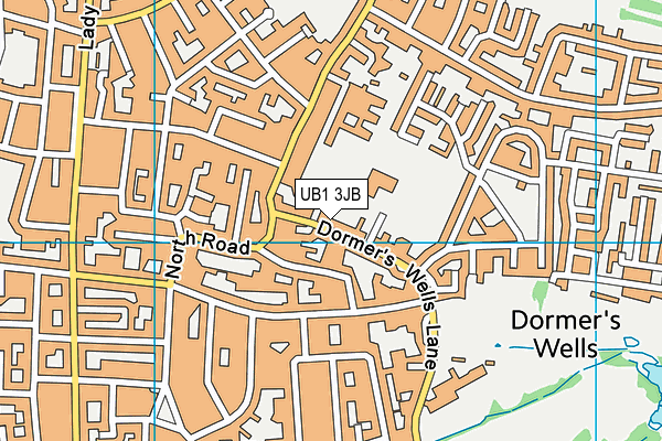 UB1 3JB map - OS VectorMap District (Ordnance Survey)