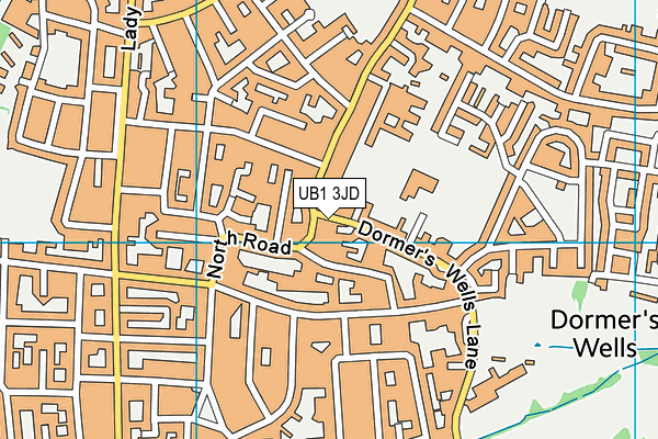 UB1 3JD map - OS VectorMap District (Ordnance Survey)