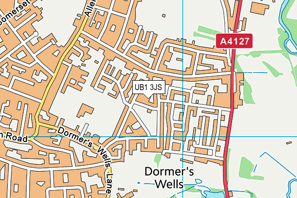 UB1 3JS map - OS VectorMap District (Ordnance Survey)