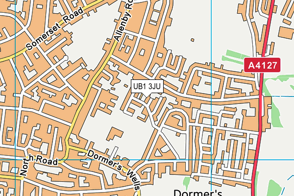 UB1 3JU map - OS VectorMap District (Ordnance Survey)