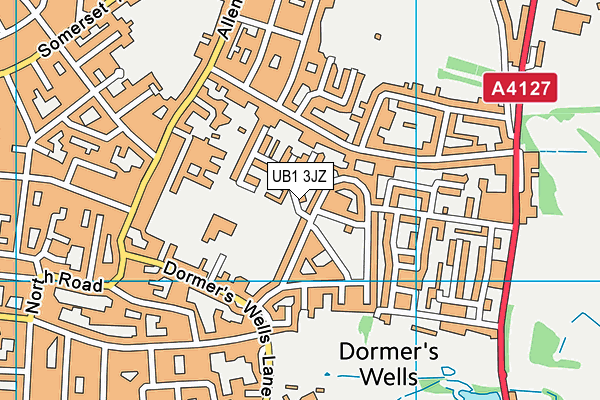 UB1 3JZ map - OS VectorMap District (Ordnance Survey)