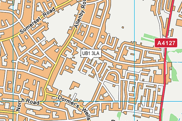 UB1 3LA map - OS VectorMap District (Ordnance Survey)