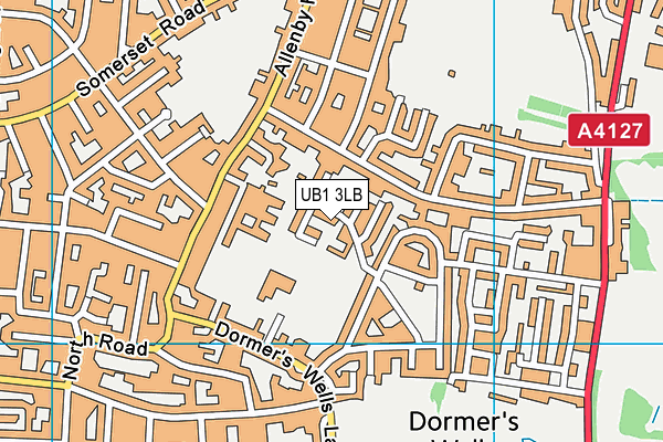UB1 3LB map - OS VectorMap District (Ordnance Survey)