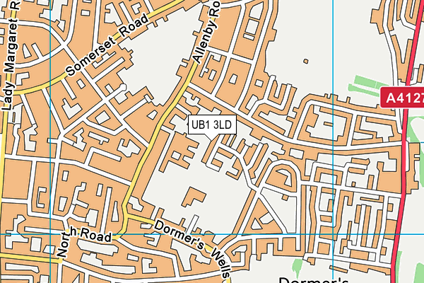 UB1 3LD map - OS VectorMap District (Ordnance Survey)