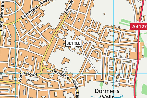 UB1 3LE map - OS VectorMap District (Ordnance Survey)