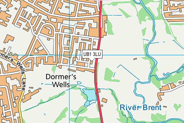 UB1 3LU map - OS VectorMap District (Ordnance Survey)