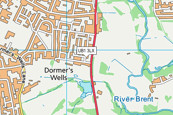 UB1 3LX map - OS VectorMap District (Ordnance Survey)