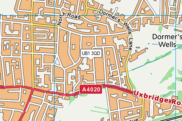 UB1 3QD map - OS VectorMap District (Ordnance Survey)