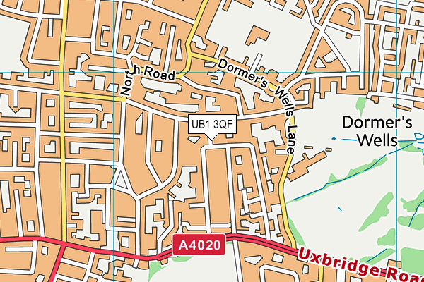 UB1 3QF map - OS VectorMap District (Ordnance Survey)