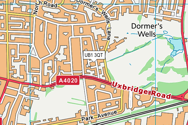 UB1 3QT map - OS VectorMap District (Ordnance Survey)