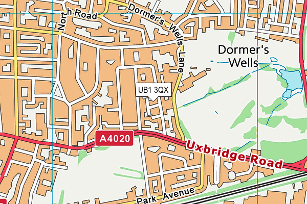 UB1 3QX map - OS VectorMap District (Ordnance Survey)