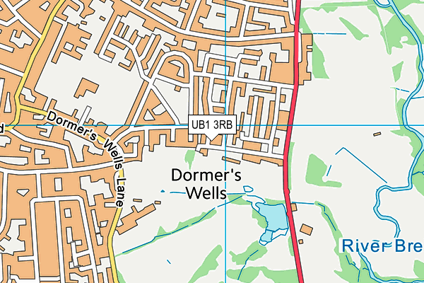 UB1 3RB map - OS VectorMap District (Ordnance Survey)