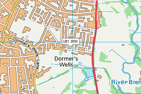 UB1 3RW map - OS VectorMap District (Ordnance Survey)