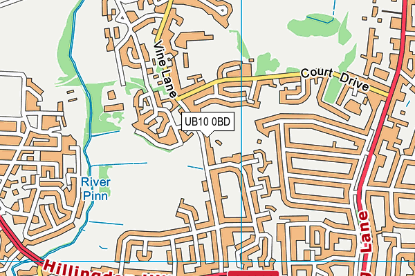 UB10 0BD map - OS VectorMap District (Ordnance Survey)