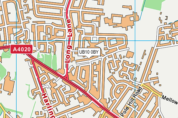 UB10 0BY map - OS VectorMap District (Ordnance Survey)