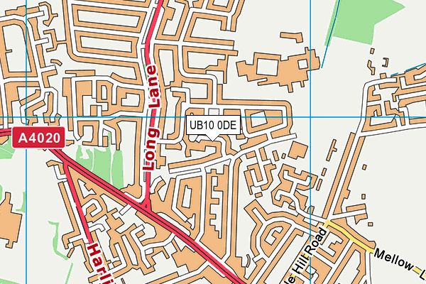 UB10 0DE map - OS VectorMap District (Ordnance Survey)