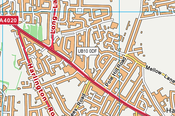 UB10 0DF map - OS VectorMap District (Ordnance Survey)