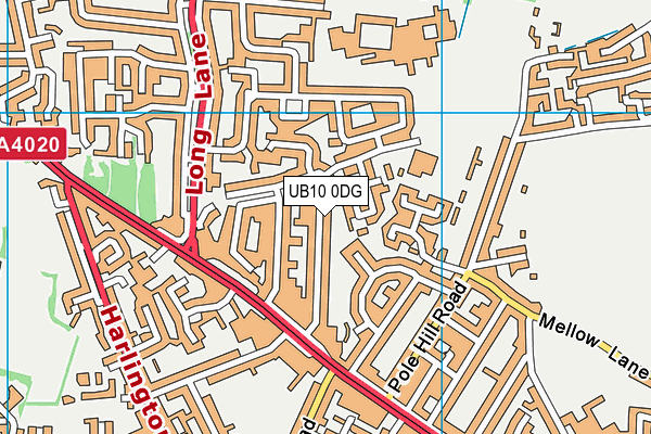 UB10 0DG map - OS VectorMap District (Ordnance Survey)
