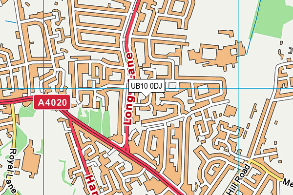 UB10 0DJ map - OS VectorMap District (Ordnance Survey)