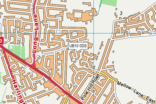 UB10 0DS map - OS VectorMap District (Ordnance Survey)