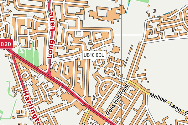 UB10 0DU map - OS VectorMap District (Ordnance Survey)