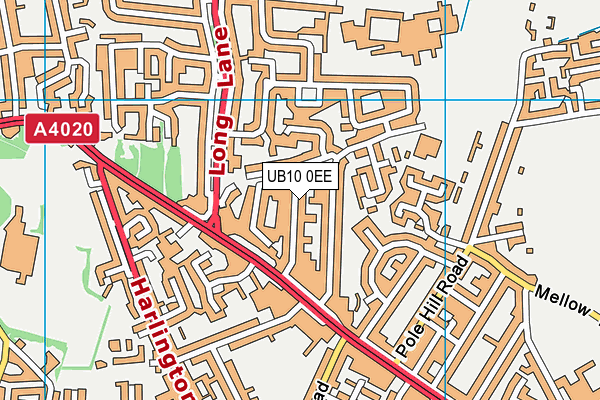 UB10 0EE map - OS VectorMap District (Ordnance Survey)
