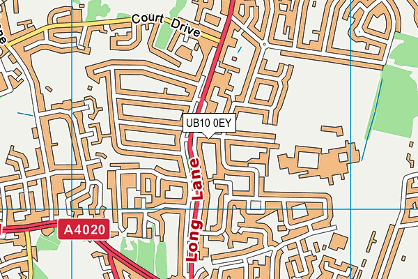 UB10 0EY map - OS VectorMap District (Ordnance Survey)